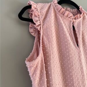 NEW NWT - Pink Swiss Dot Sleeveless Ruffle Top - size M